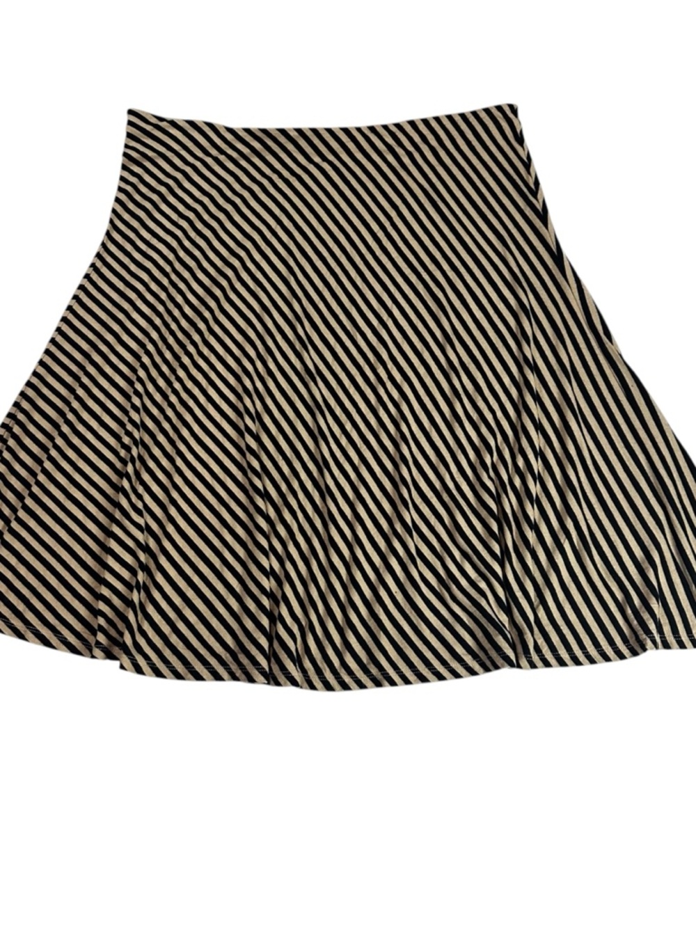 Ann Taylor Black Cream Striped Flare Skirt Knee Length Work Casual Size Large
